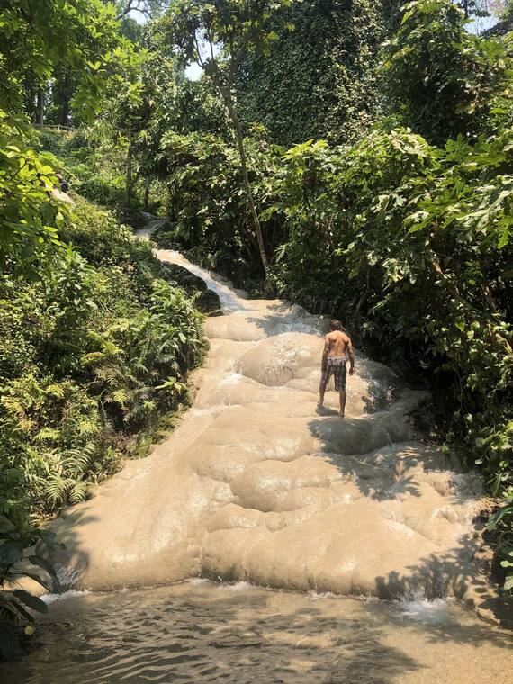 Climbing a waterfall